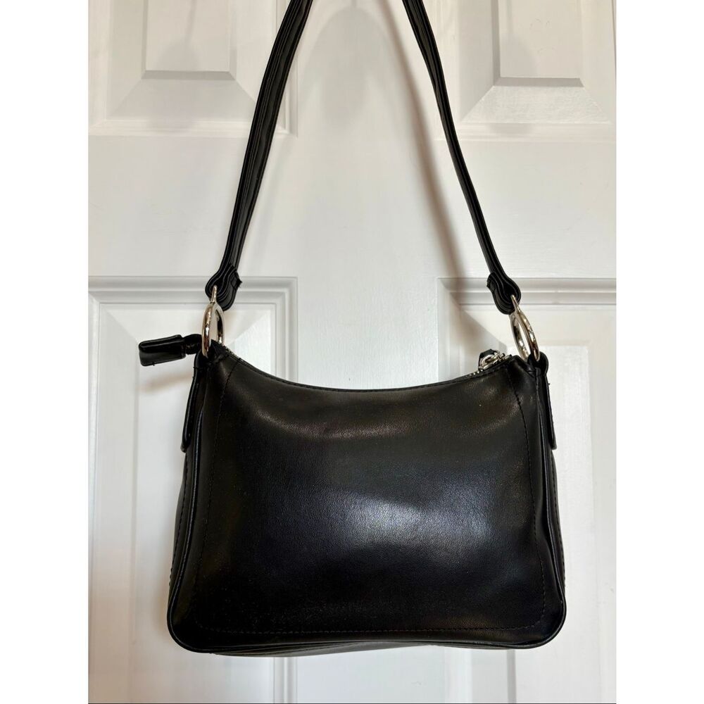 NINE WEST - Vintage-Style Shoulder Bag in Black Faux Leather. Perfect Condition - Picture 5 of 15